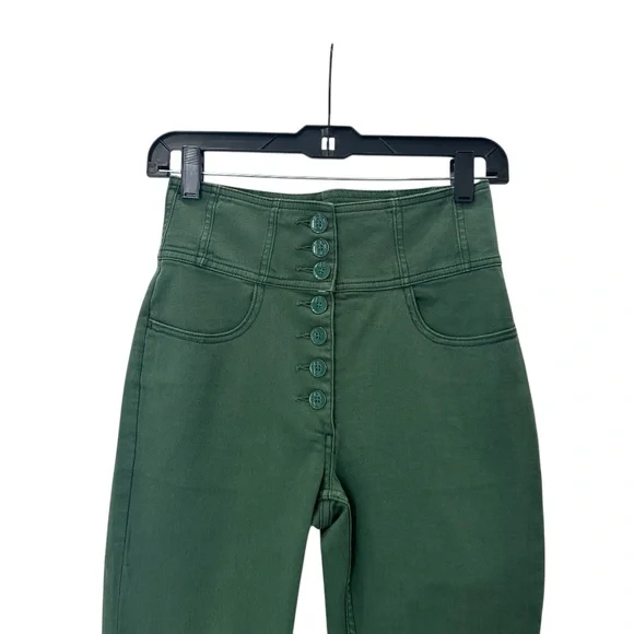 Ulla Johnson Green Ellis Exposed Button Up High Waist Jeans Size 2